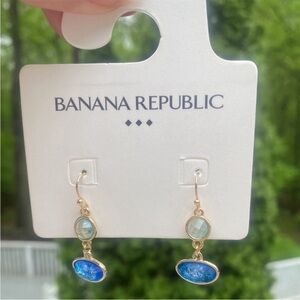 NWT Banana Republic Gold & Blue Dangle Earrings